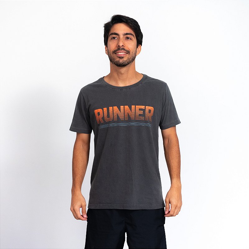 Camiseta Algodão Estonado Chumbo - Runner