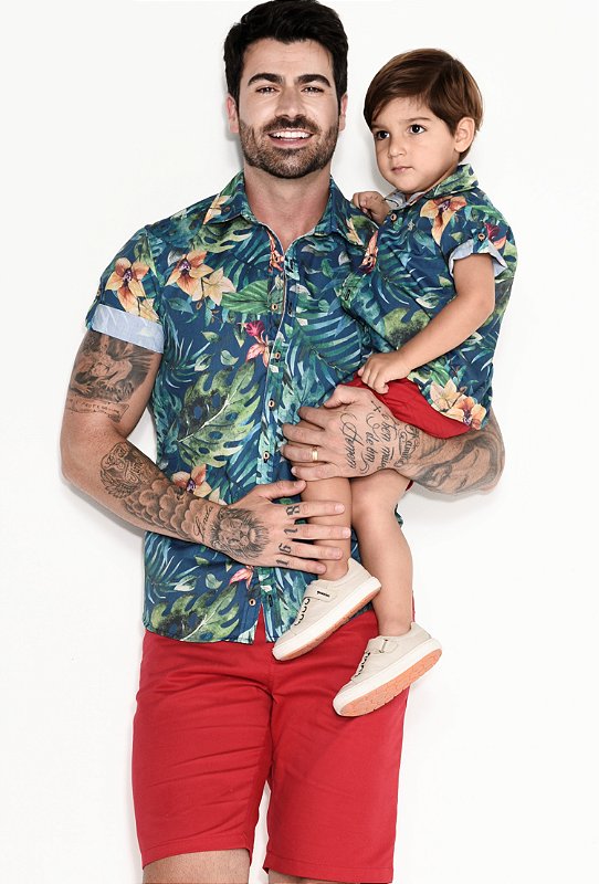 camisa floral pai e filho