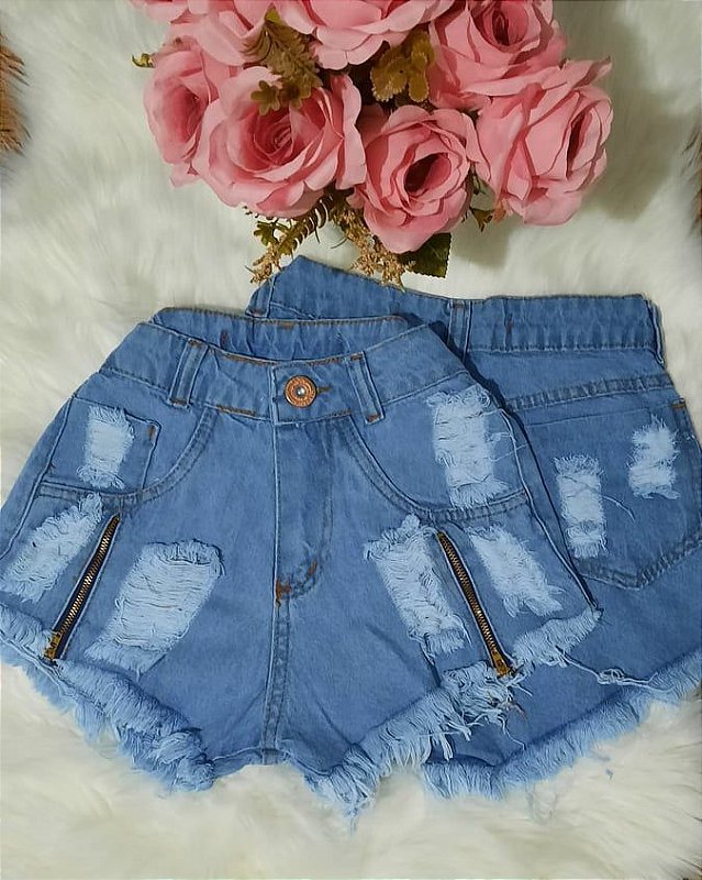 short jeans zíper na perna - Estacao fashion