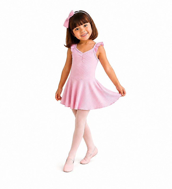 Collant Ballet Infantil Algodão com Sainha Babadinho
