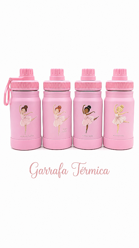 Garrafa Térmica Infantil Rosa Menina Ballet