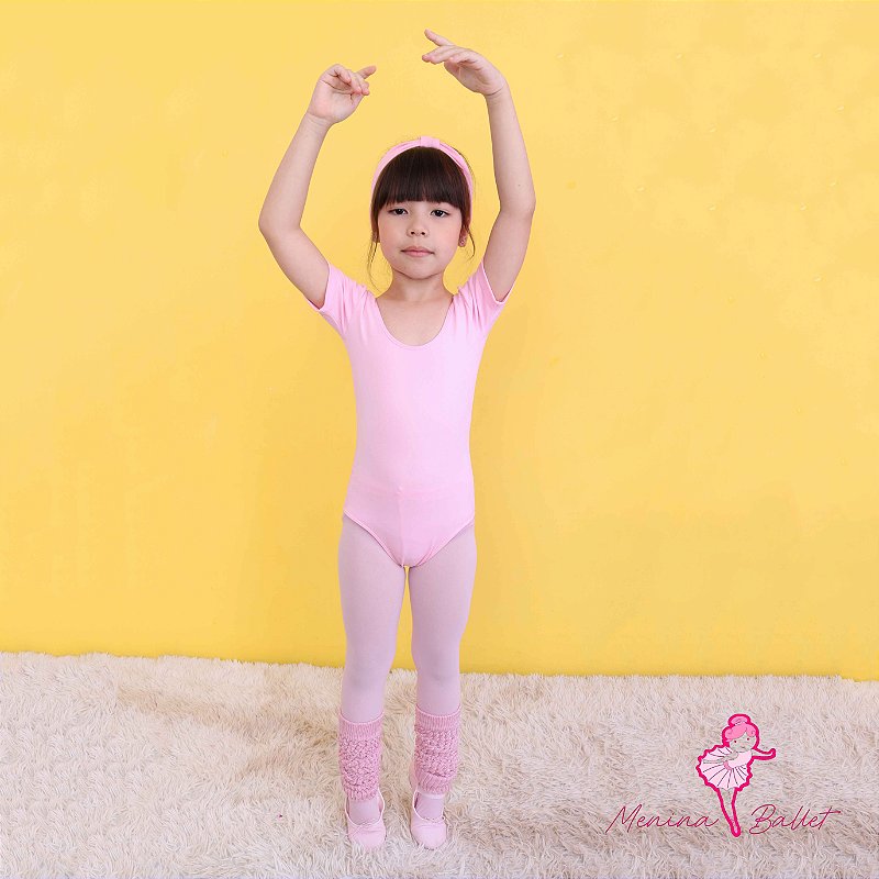 Collant Ballet Infantil Meia Manga