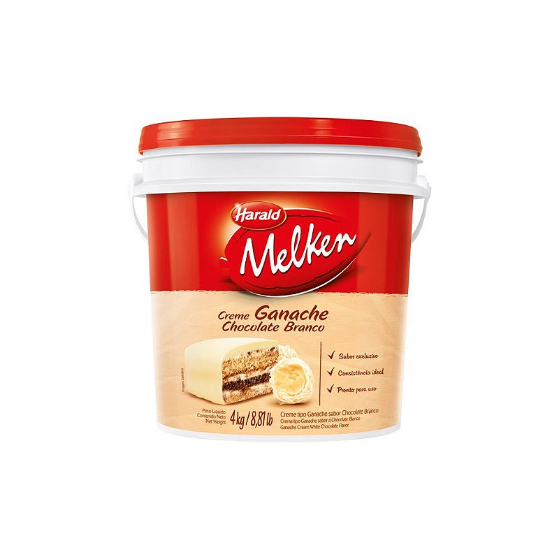 Creme Ganache Melken sabor Chocolate Branco em Balde 4,000kg - Harald