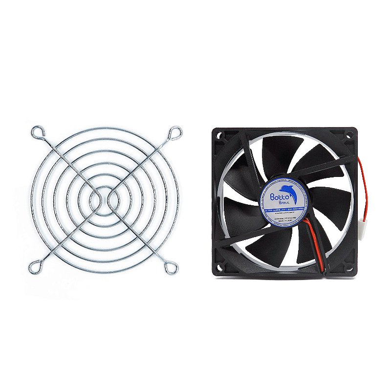 Kit Cooler 92x92x25mm 12V de alta rotação + Grade - Botto Brazil
