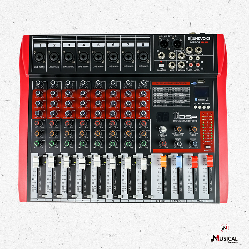 Mesa de Som Soundvoice MR-802 Rubi 8 Canais USB Bluetooth FX