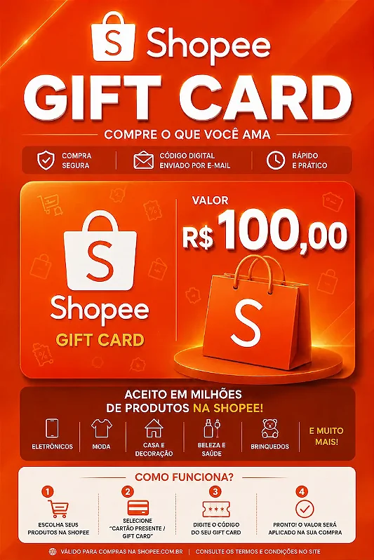 Gift Card Shopee R$ 100,00 - Vale Presente Digital