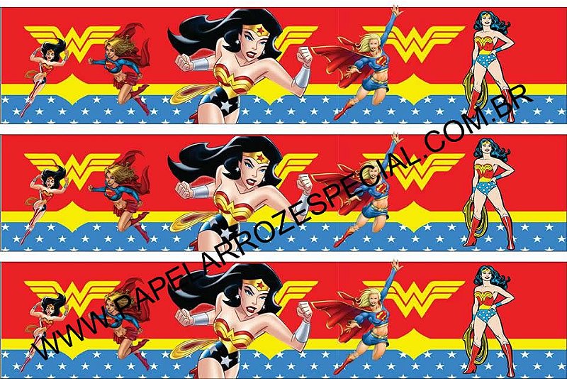 MULHER MARAVILHA FAIXA LATERAL 002 A4 - PAPEL ARROZ ESPECIAL