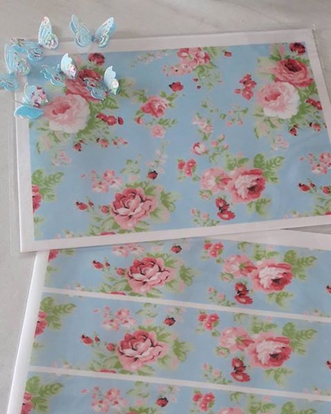 COMBO FLORAL 001 (PAPEL+FAIXA LATERAL + 6 BORBOLETAS 