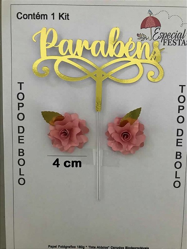 KIT DECORAÇÃO LILAS PEROLADO (TOPO + FLOR + BORBOLETAS) - PAPEL