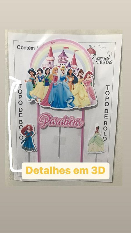 Princesa Bolo Topper para Crianças, Festa de Aniversário