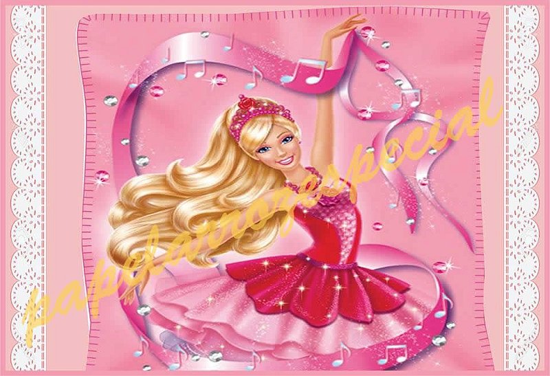 Papel De Arroz Da Barbie Tamanho 25 Ou 30cm De Diâmetro