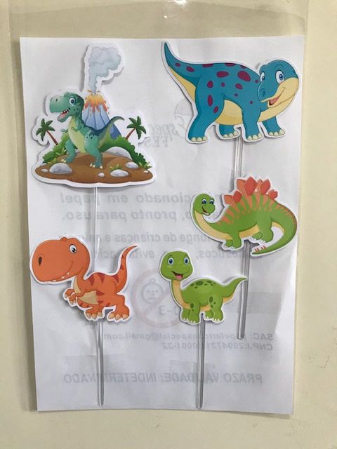 Dinossauro Papel De Arroz Para Bolo Redondo 20 Cm Comestível