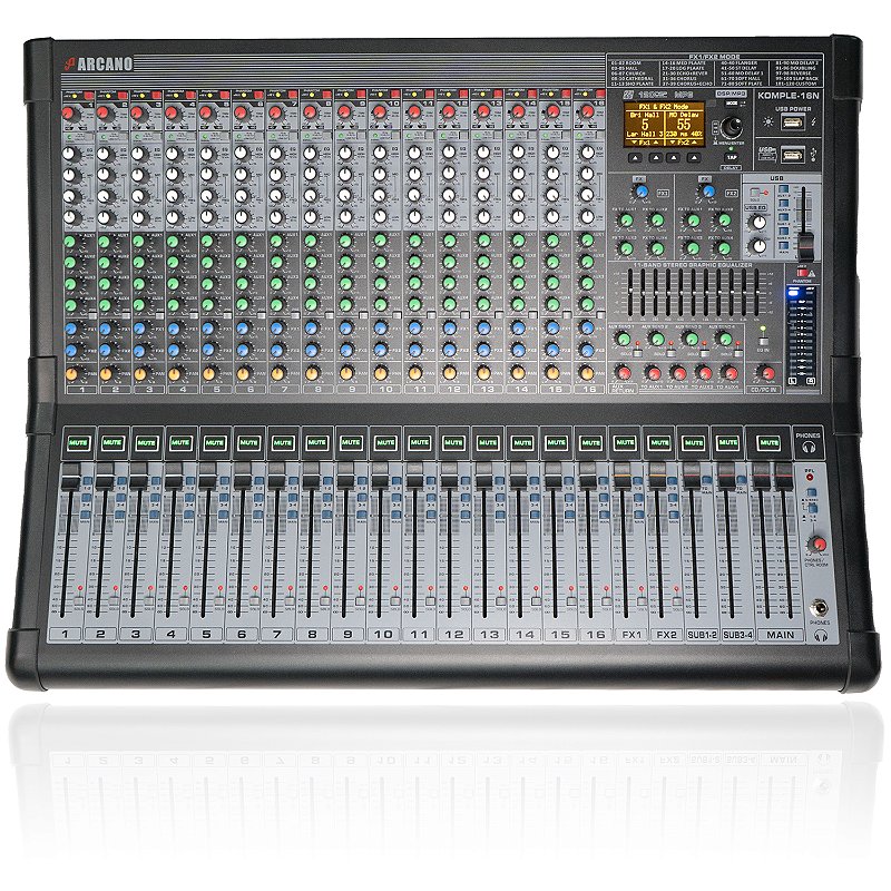 Mesa de som 16 canais e interface USB Arcano KOMPLE-16 - Rede