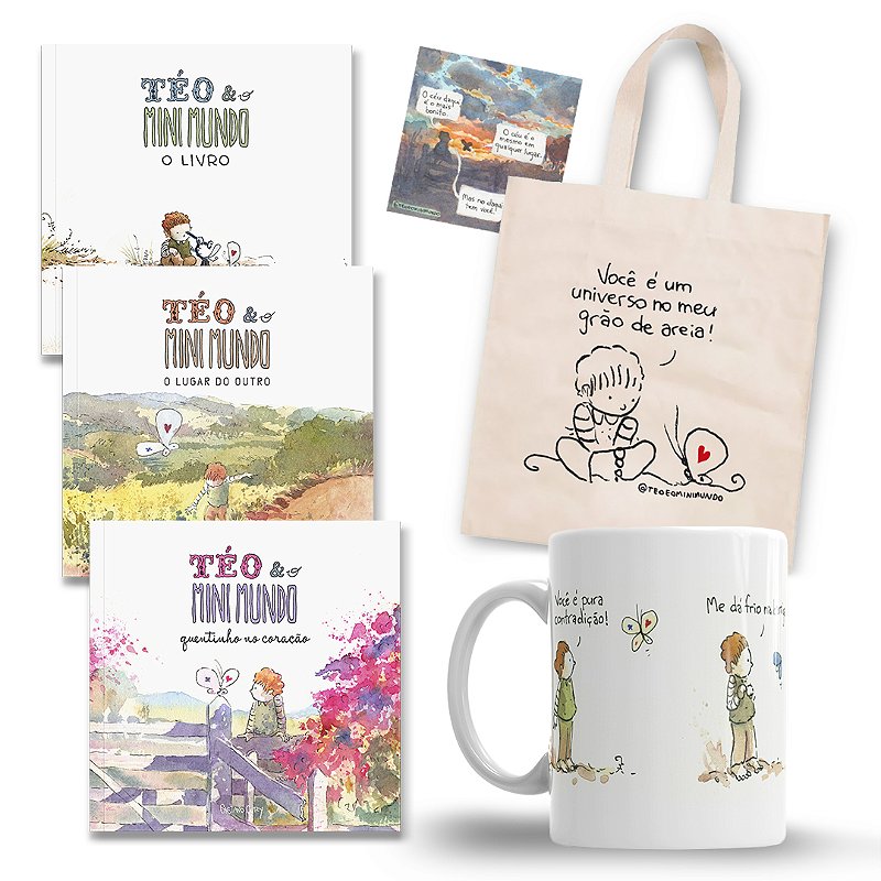 Coleção Téo & O Mini Mundo COMPLETA + Caneca + Ecobag + Ímã