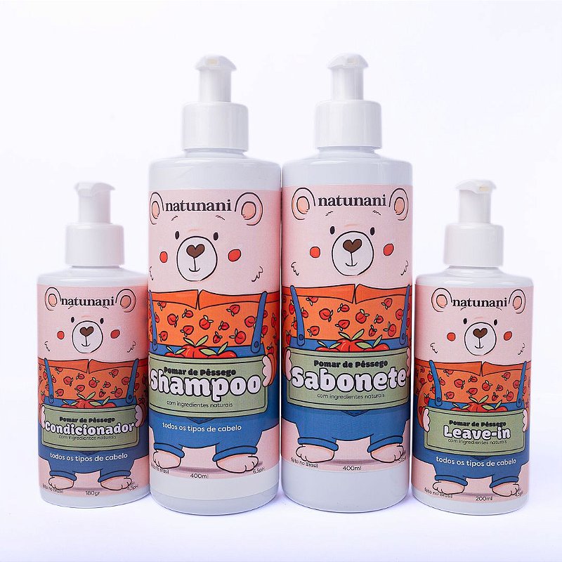 Kit Completo Pomar de Pêssego - Shampoo + Condicionador + Sabonete + Leave-in