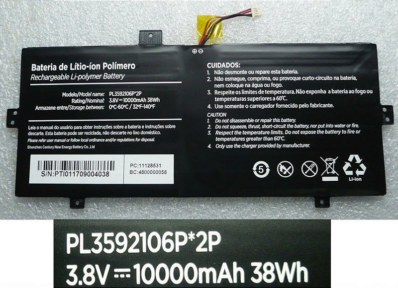 Bateria Notebook Positivo Duo Q432A 3.8V 1000mAh 38Wh - RM Acessórios