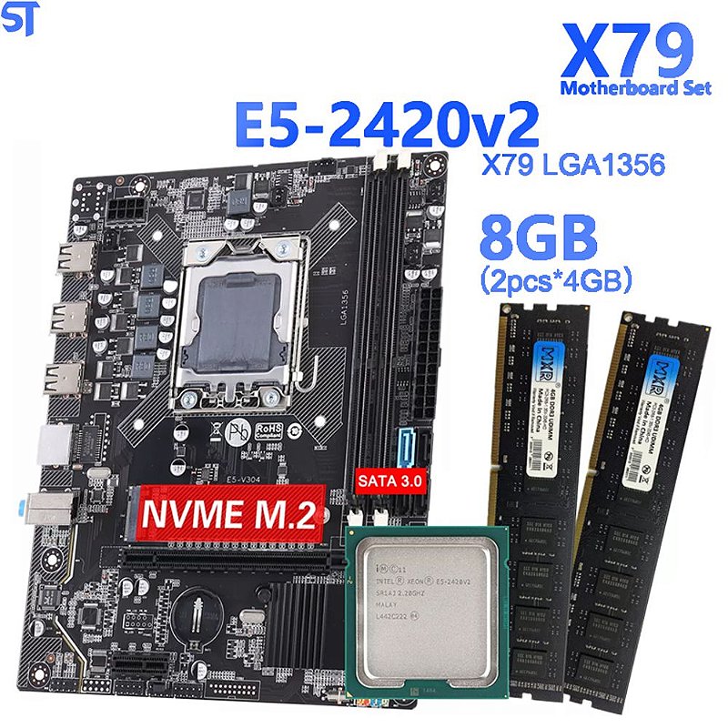 Kit Placa Mãe X79 LGA 1356 Com Processador Xeon e5 2420 0 e 8GB de