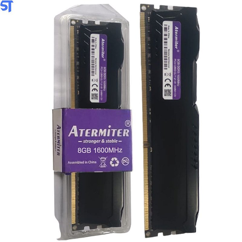 Memoria Ram Desktop DDR3 8GB 1600MHz Atermiter Preta - SobralTech