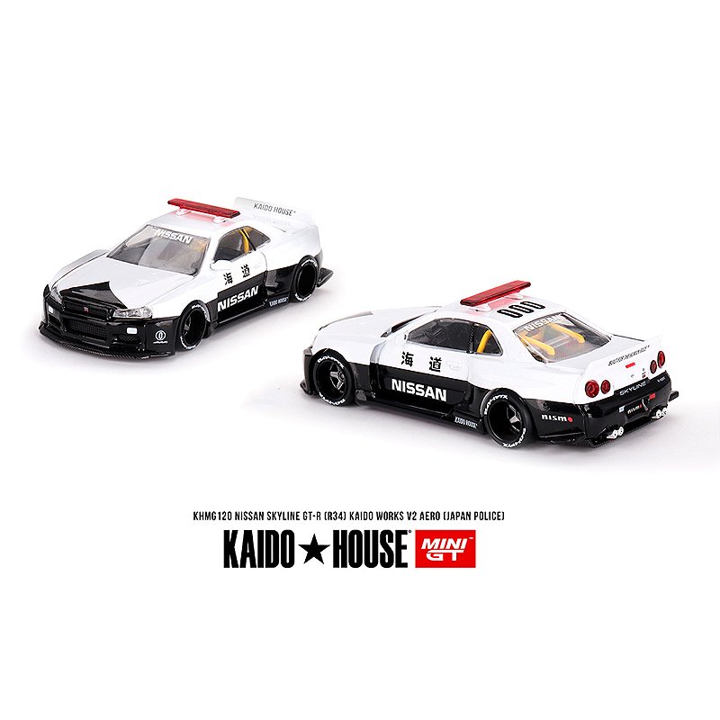 ミニカー KAIDO HOUSE Nismo Skyline GT-R 1/64 Miniatura Kaido House 1:64 Nissan GT-R (R34) Police #120