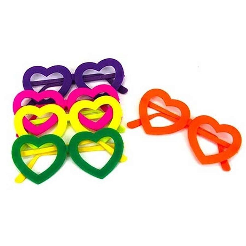 ÓCULOS PLÁSTICO CORAÇÃO PACOTE COM UNIDADES CORES VARIADAS