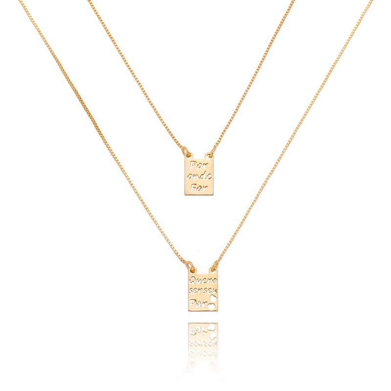 Escapulário com frase folheado a ouro 18k