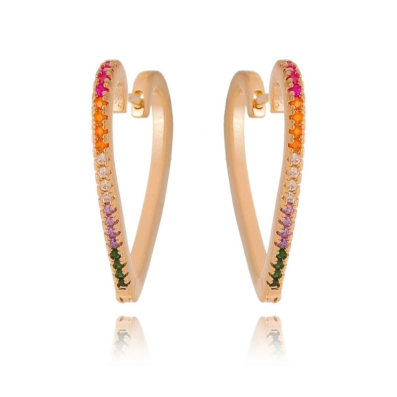 Argola média coração folheada a ouro 18k