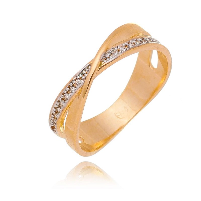 Anel cruzado folheado a ouro 18k
