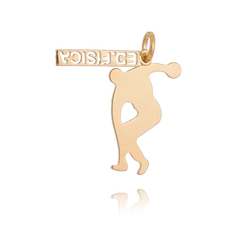 Pingente profissão Ed. Física folheado a ouro 18k