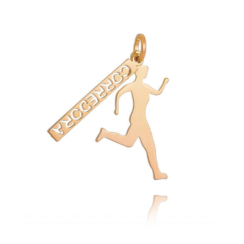 Pingente profissão corredora folheado a ouro 18k