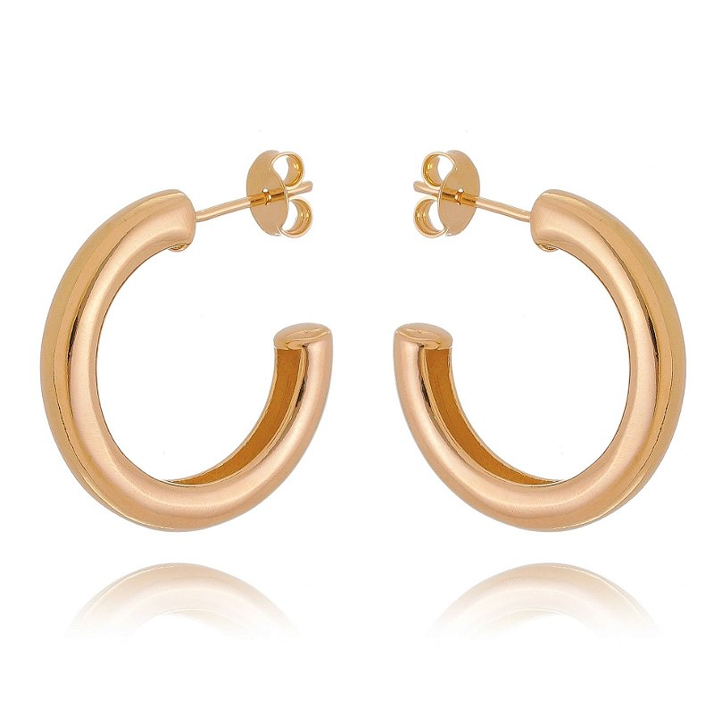 ARGOLA GROSSA FOLHEADA A OURO 18K