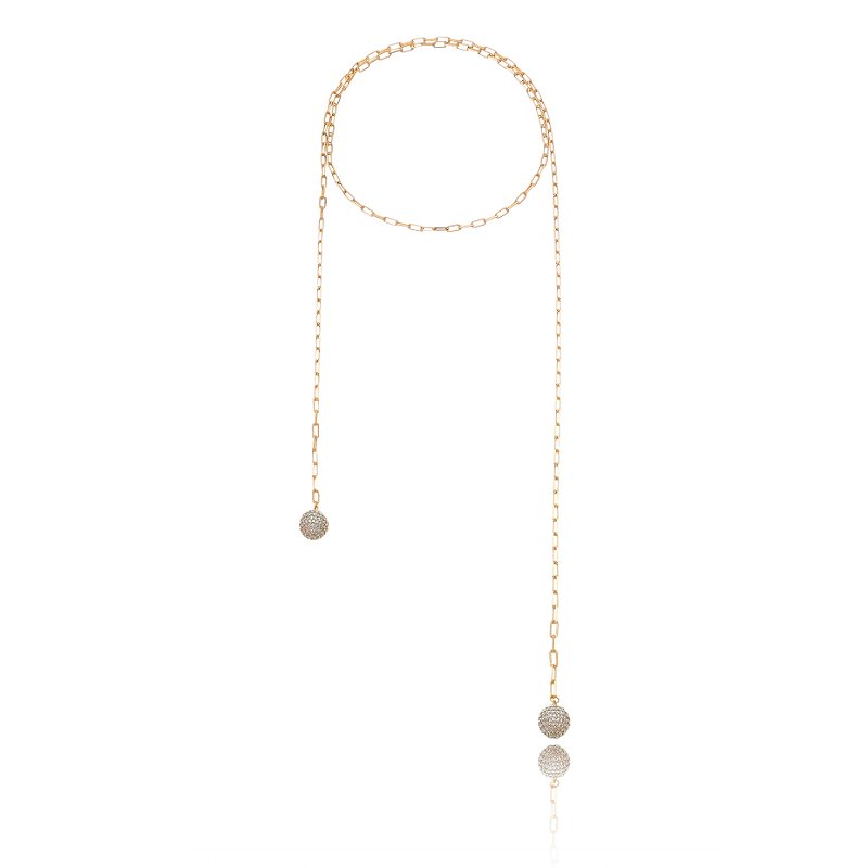 Gargantilha com bolas cravejadas folheada a ouro 18k