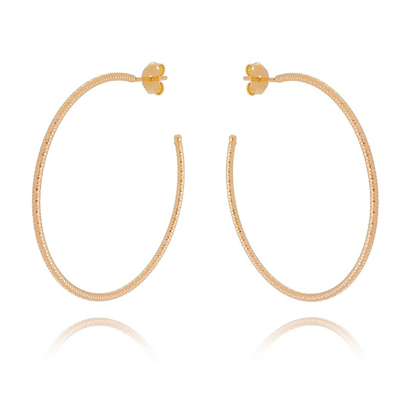 ARGOLA TRABALHADA FOLHEADA A OURO 18K