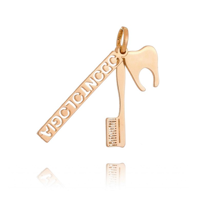 Pingente profissão Odontologia folheado a ouro 18k