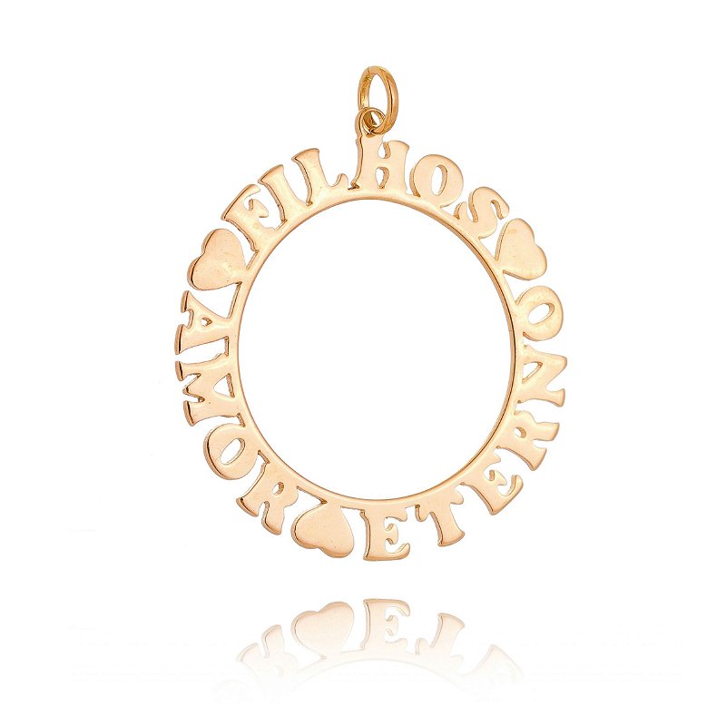 Pingente mandala Filhos amor eterno folheado a ouro 18k