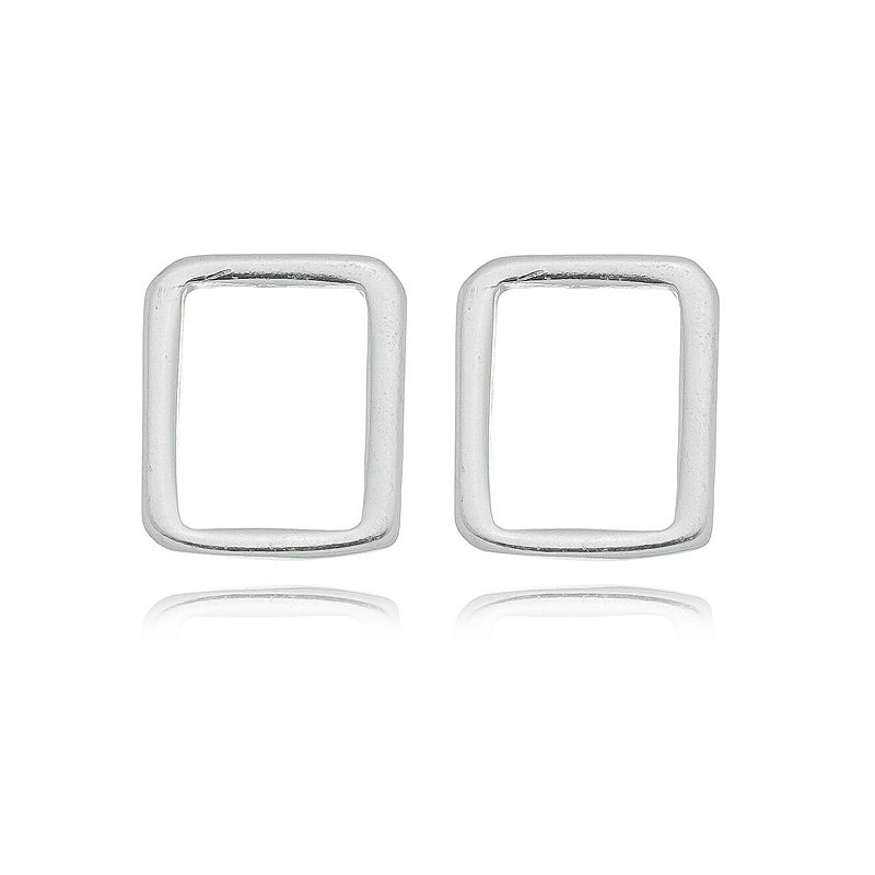 Brinco retângulo em prata 925