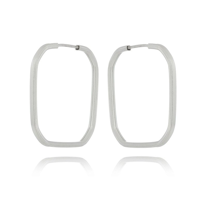 ARGOLA DE PRATA RETANGULAR