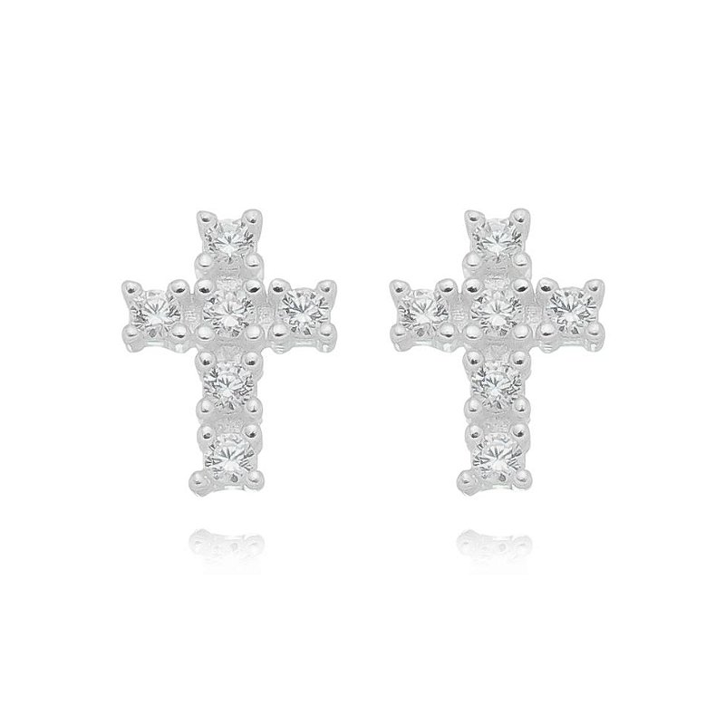 Brinco cruz pequena em prata 925