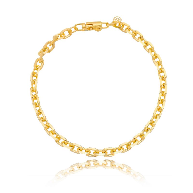 Pulseira Cartier masculina folheada a ouro 18k 23cm