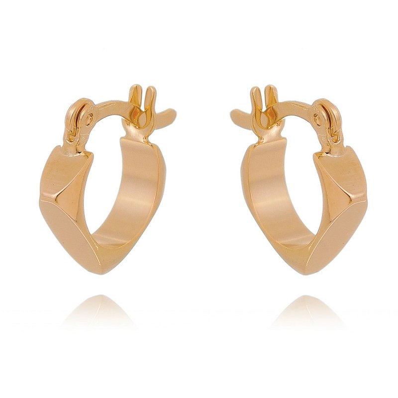 ARGOLA PEQUENA QUADRADA LISA FOLHEADA A OURO 18K