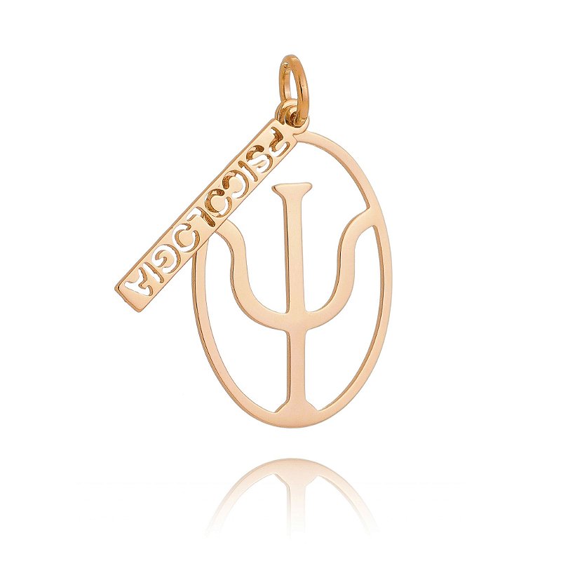 Pingente de profissão Psicologia folheado a ouro 18k