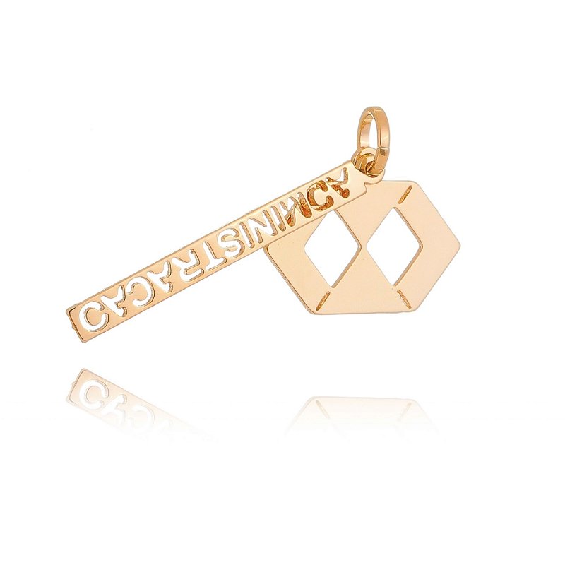 Pingente profissão Administração folheado a ouro 18k