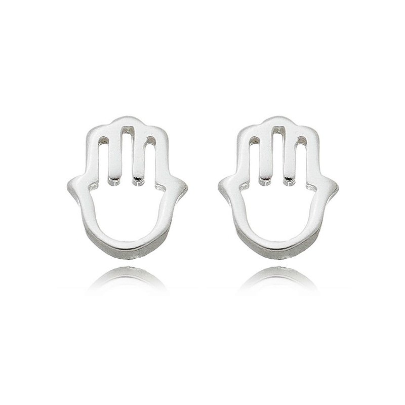 Brinco Mão de Hamsa pequeno em prata 925