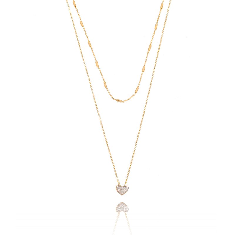 Gargantilha dupla folheada a ouro 18k