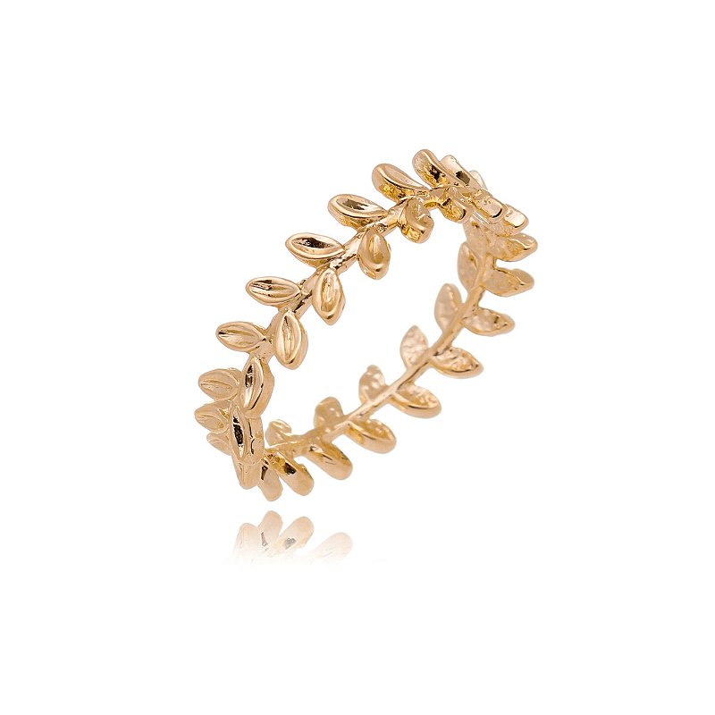 Anel folhinhas folheado a ouro 18k