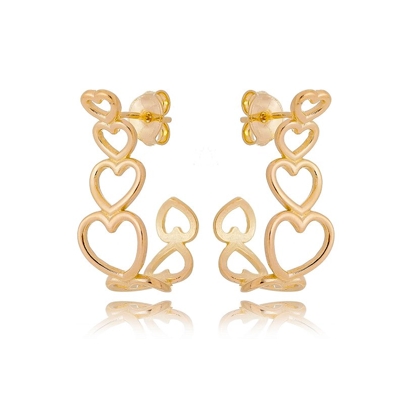 Argola corações folheada a ouro 18k