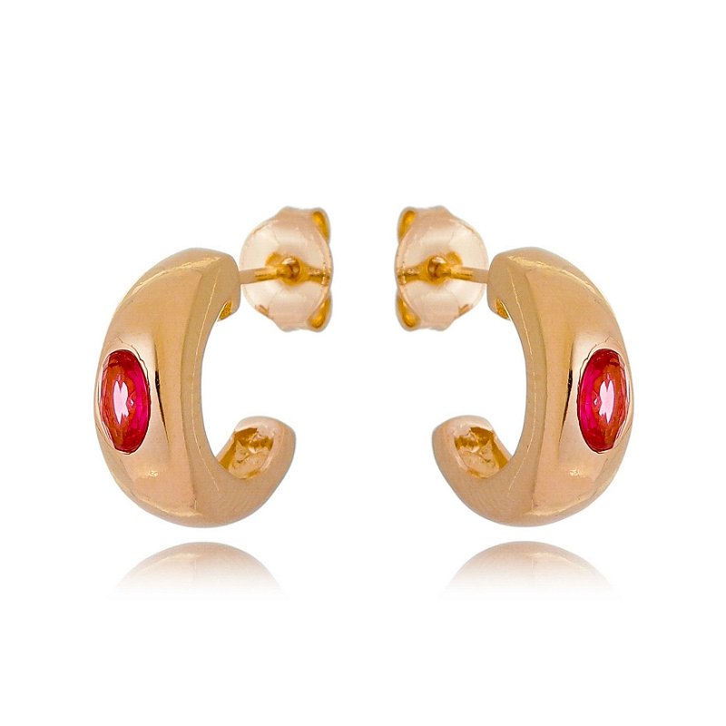 Argola com zircônia folheada a ouro 18k