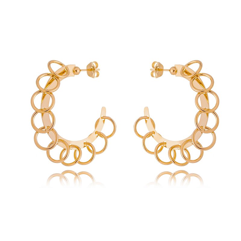 Argola com elos folheada a ouro 18k