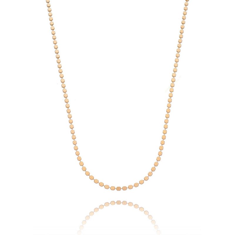 Gargantilha com bolinhas achatadas folheada a ouro 18k 60cm