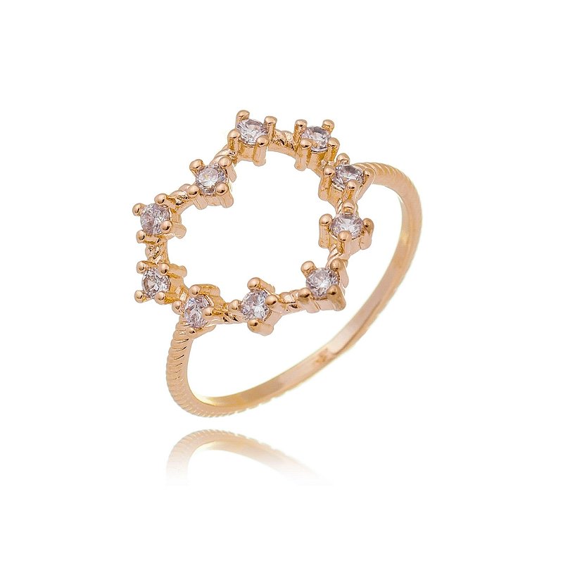 Anel coração vazado folheado a ouro 18k