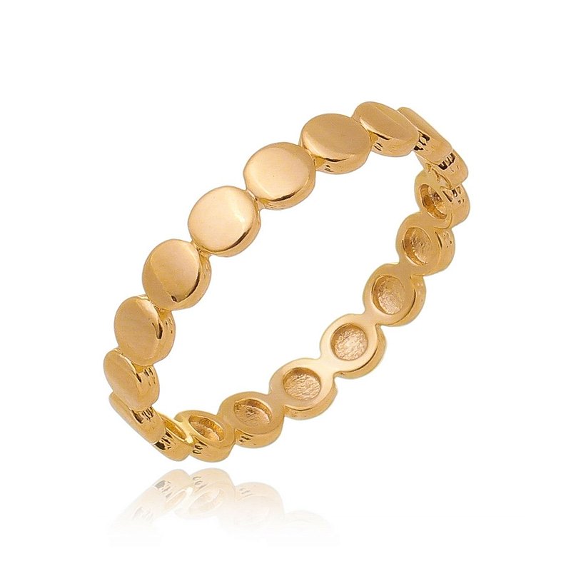 Anel bolas achatadas folheado a ouro 18k